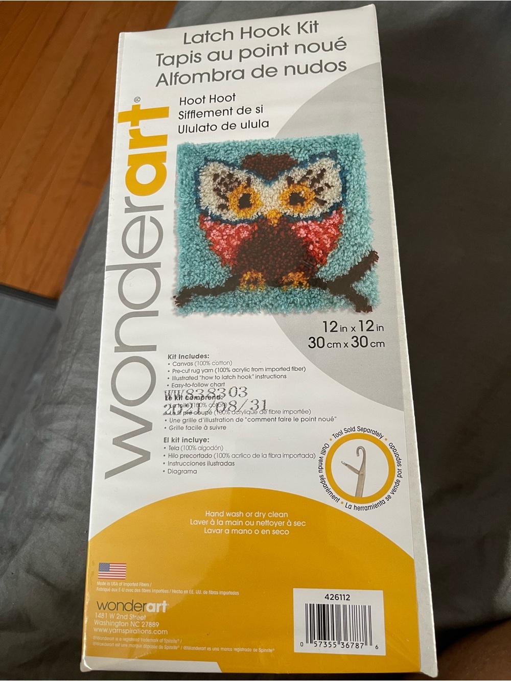 WonderArt Owl Latch Hook Kit in Teal, Red, Brown